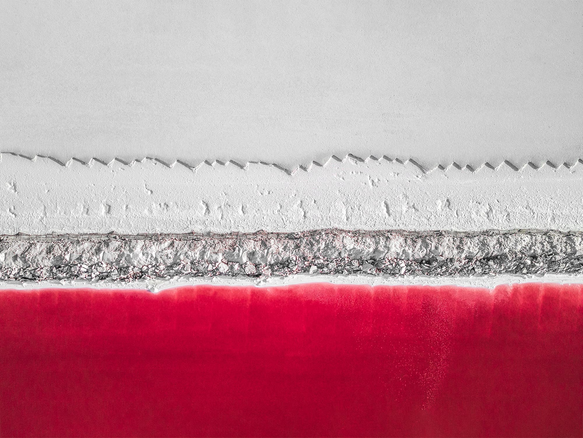 Sharp salt crystal formations at the edge of a salt lake