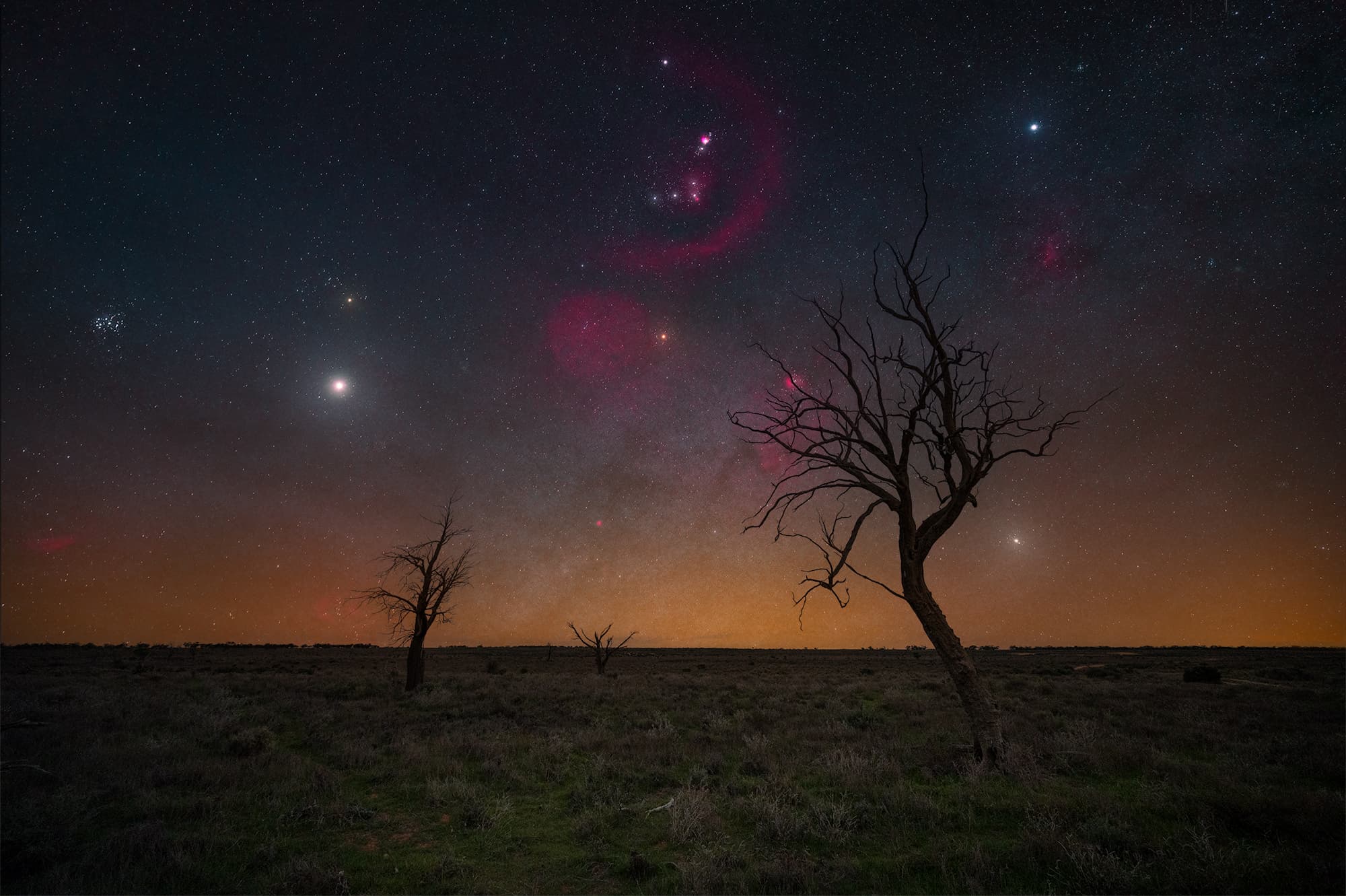 Orion constellation setting over the Australian horizon