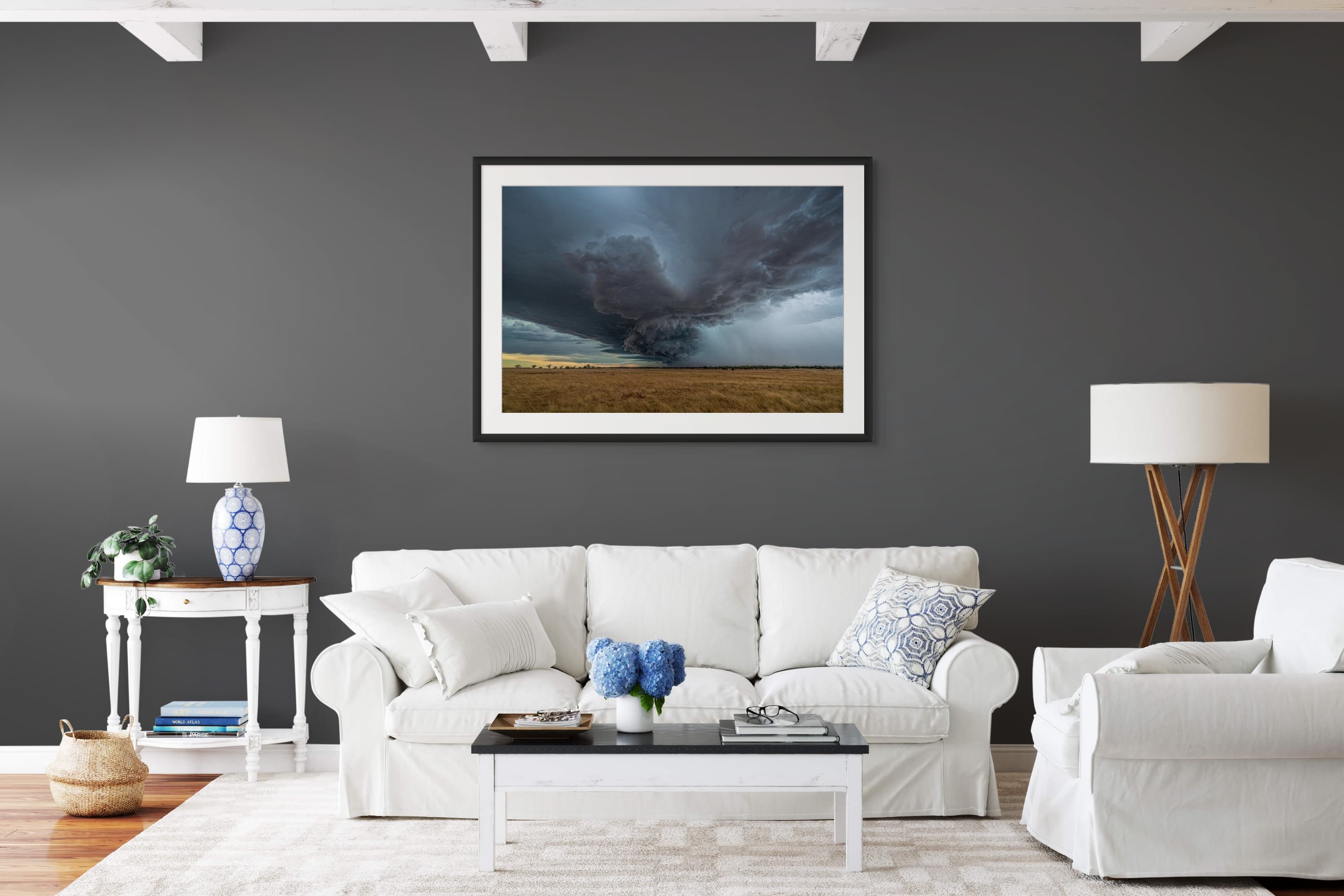 A brooding storm cell building over the landscape — dark room preview