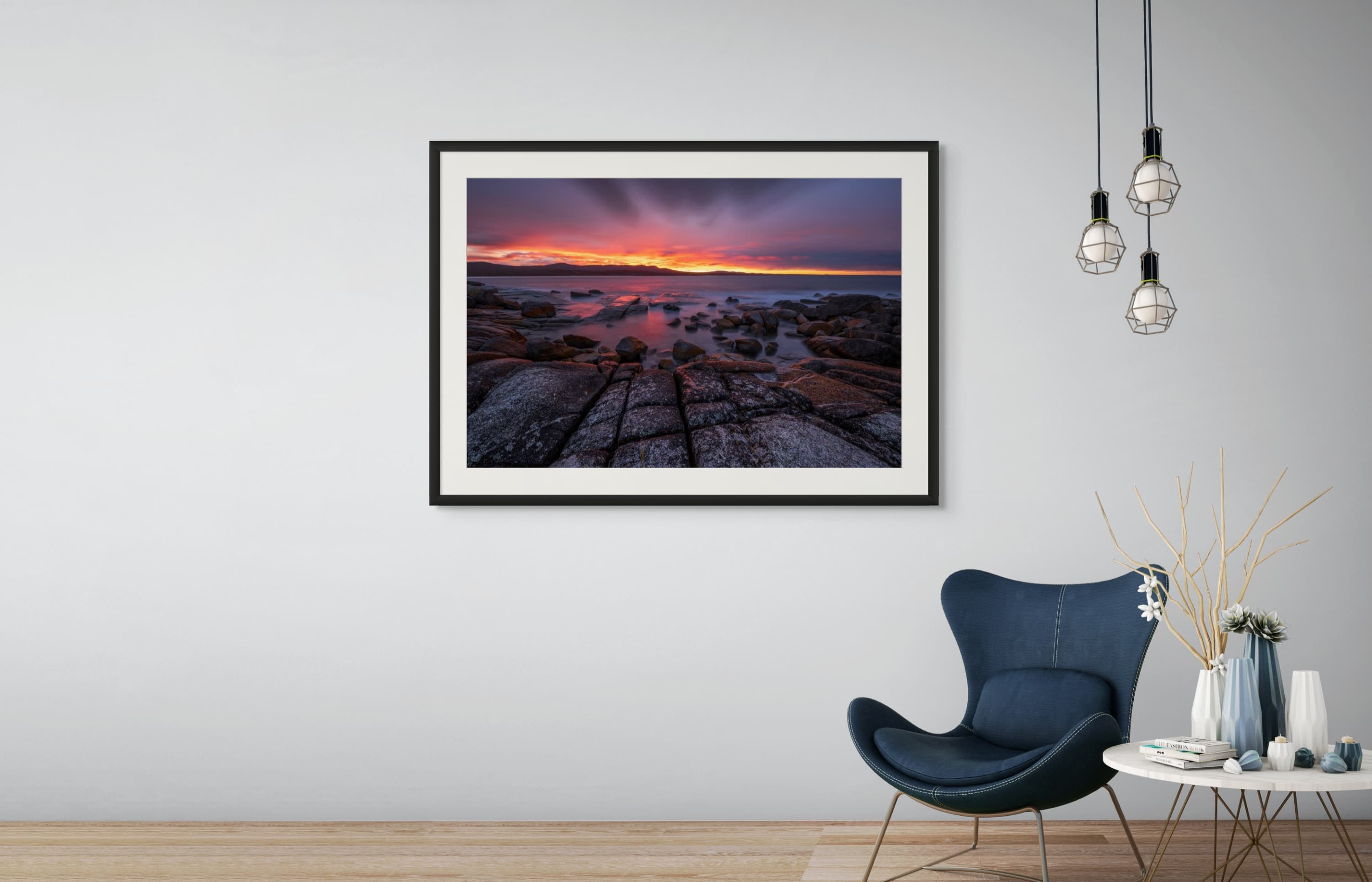 Fiery orange lichen-covered rocks at the Bay of Fires, Tasmania — light room preview