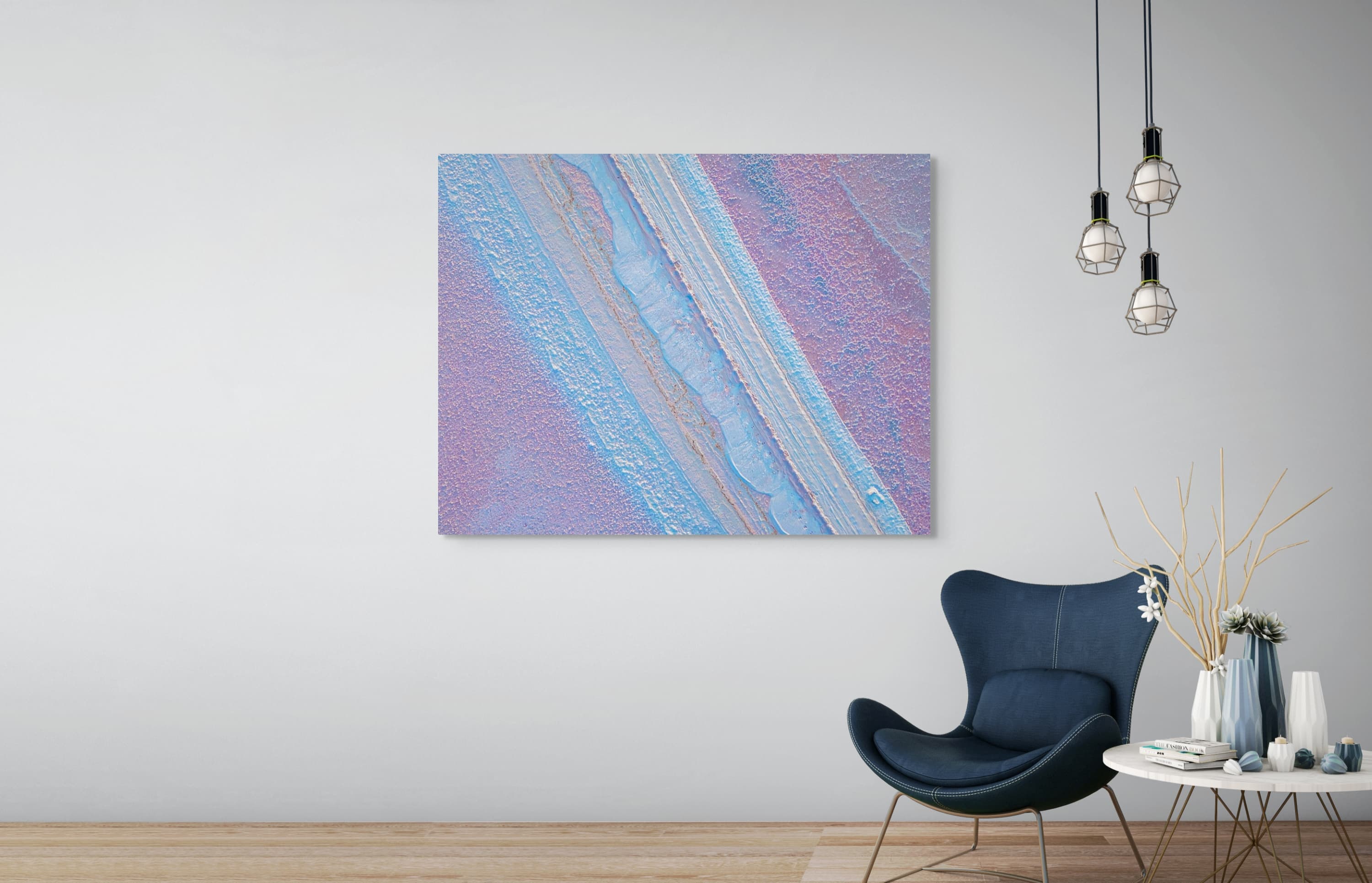 Colourful sediment layers across a salt flat — light room preview