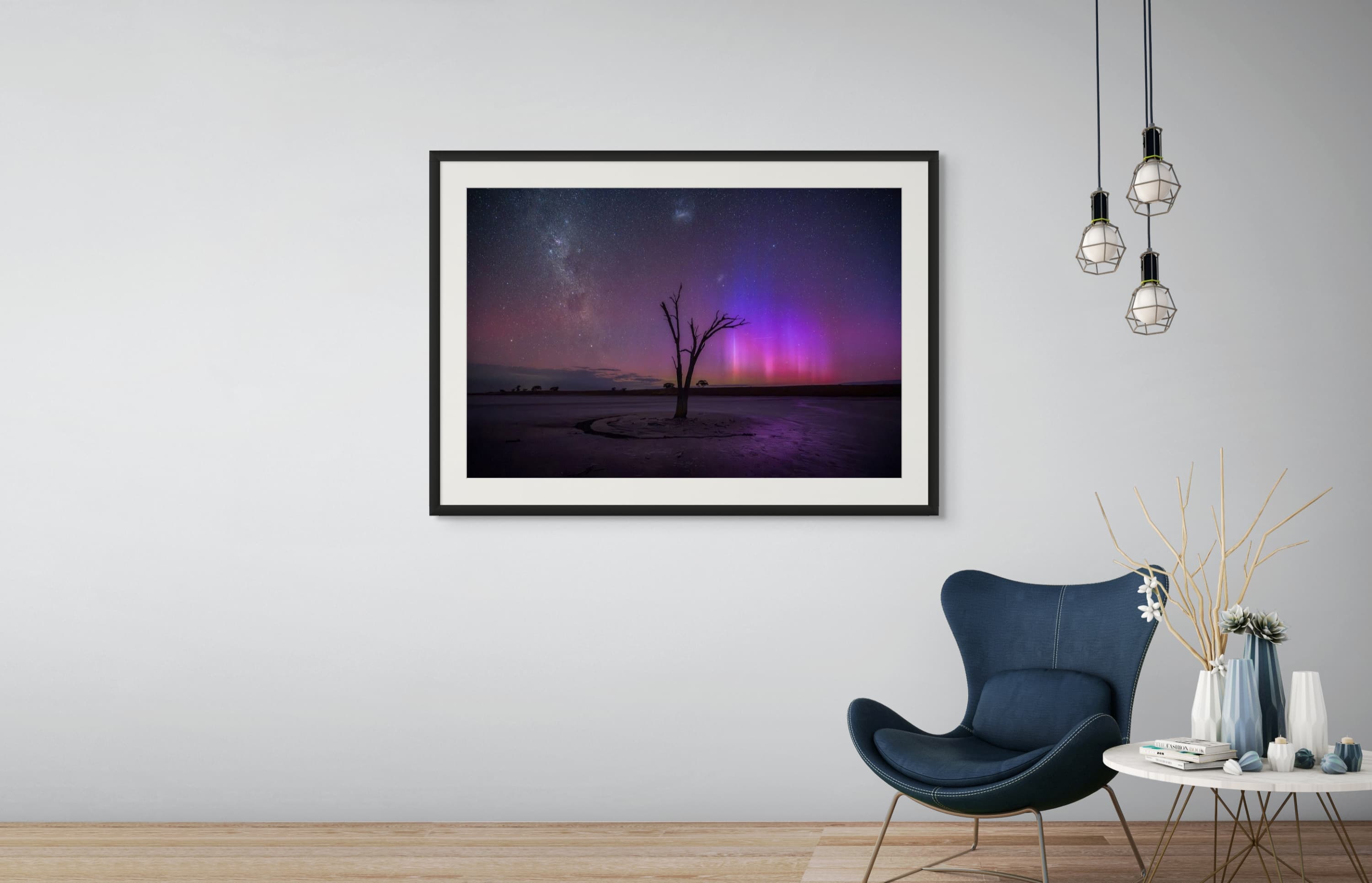 Cosmic light of the Milky Way over the landscape — light room preview